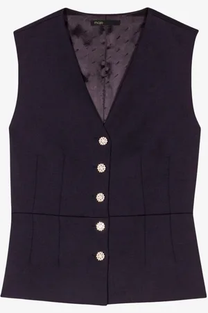 Maje Gilet in scheerwolblend met sierknopen