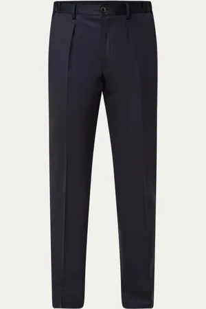 Profuomo Tapered fit pantalon van wol met steekzakken