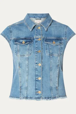 Claudia Sträter Gilet van denim met borstzakken