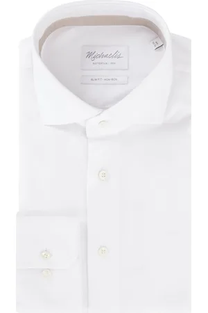 Michaelis Slim fit strijkvrij overhemd met cut away kraag