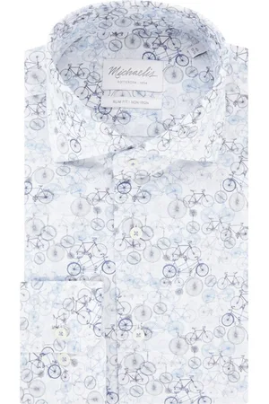 Michaelis Slim fit strijkvrij overhemd met print