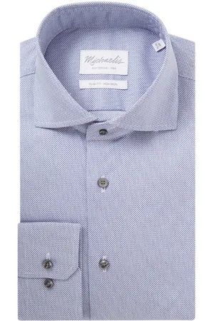 Michaelis Slim fit strijkvrij overhemd met microdessin