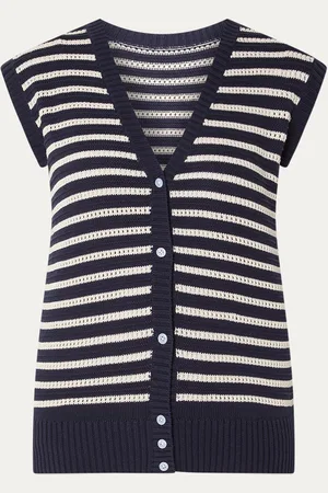 Claudia Sträter Grofgebreid gilet met streepprint