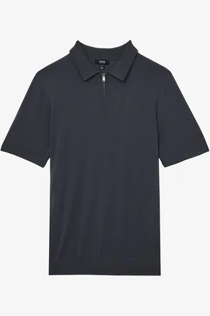 Reiss Maxwell polo van merino wol met halve rits