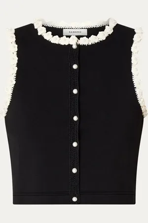 Sandro Crop top met imitatieparels