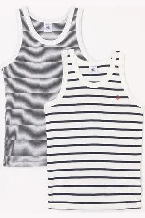 Petit Bateau Singlet met streepprint in 2-pack