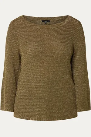 Claudia Sträter Fijngebreide pullover met lurex en boothals