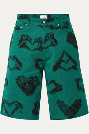 Arte Antwerp Hand Heart loose fit korte broek van denim met print