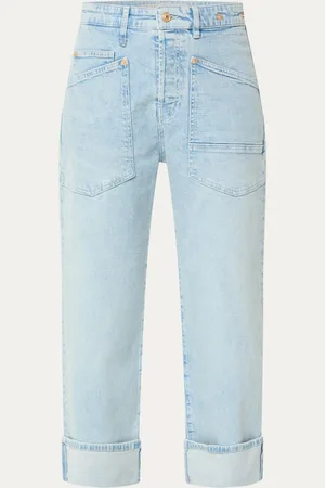 Mac Baggy mid waist straight leg cropped jeans met opgestikte zakken