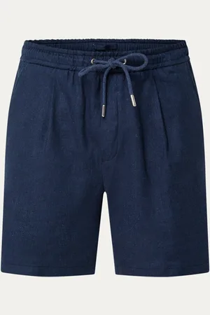Profuomo Regular fit korte broek in linnenblend