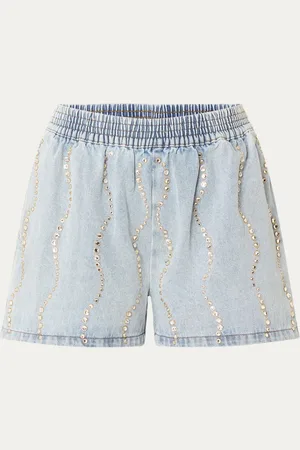 Sandro High waist straight fit korte broek van denim met strass