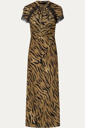 French Connection Abeline ennis midi jurk van satijn met zebraprint