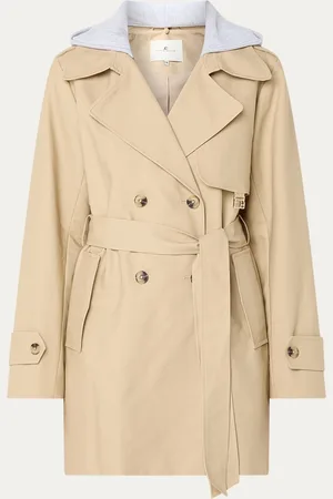 Fifth House Goldien double-breasted trenchcoat met afneembare capuchon