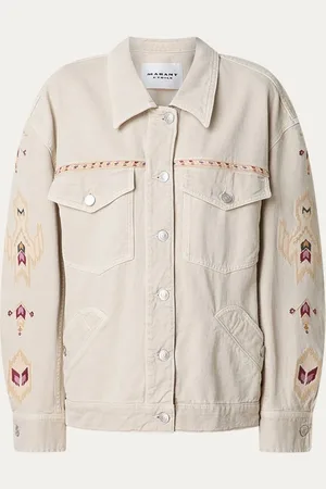 Isabel Marant Manona spijkerjas met borduring en klepzakken