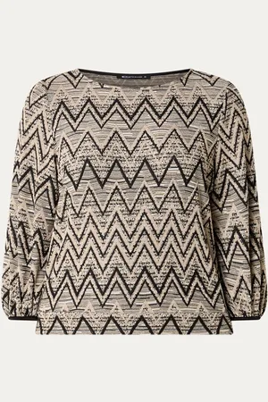 Expresso Top met grafische print en lurex