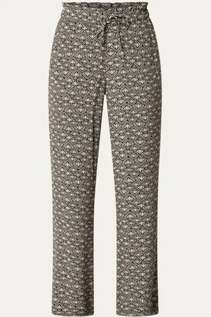 Expresso High waist loose fit pantalon met print en steekzakken