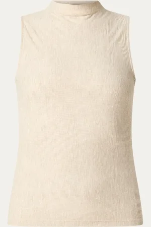 Expresso Mouwloze top in lyocellblend met structuur