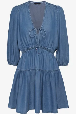 Tommy Hilfiger Mini tuniekjurk van chambray met volant