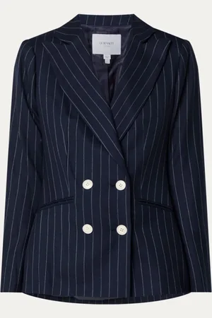 L.K. Bennett Bella double-breasted blazer in wolblend met krijtstreep