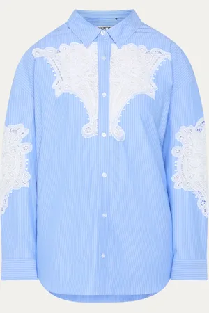 Essentiel Antwerp Hoofd oversized blouse met details van kant en streepprint