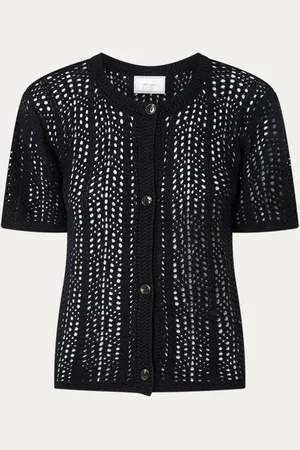 Neo Noir Ellen grofgebreid vest met opengewerkt detail