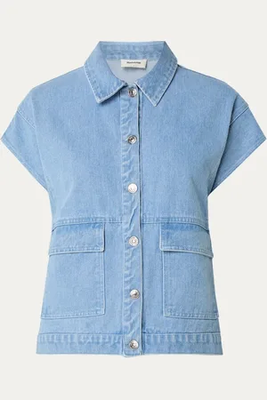 Modstrom Tenor gilet van denim met opgestikte zakken