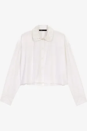 Maje Oversized cropped blouse met kralendecoratie