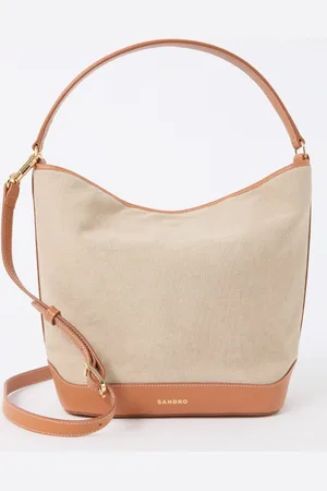 Sandro Handtas van canvas met kalfleren details en afneembare schouderriem