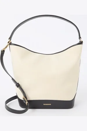 Sandro Handtas van canvas met kalfleren details en afneembare schouderriem