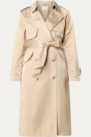 beaumont Monica double-breasted trenchcoat van satijn met strikceintuur