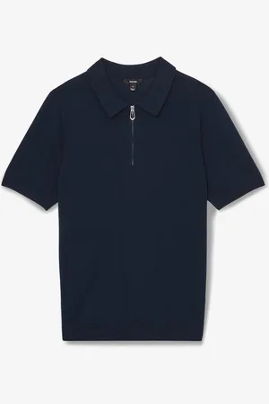 Reiss Berkley regular fit fijngebreide polo met halve rits