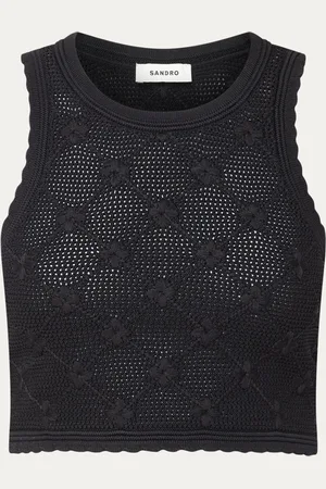 Sandro Fijngebreide crop top met borduring