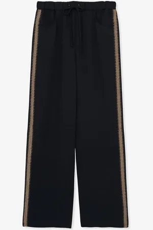 Reiss Inaya high waist wide fit broek met borduring