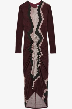 Reiss Georgia midi jurk in lyocellblend met print en plooidetail