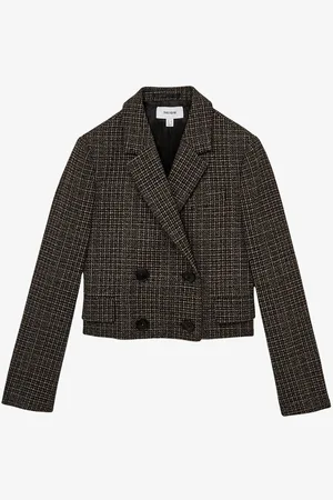 Reiss Vienna double-breasted cropped blazer van tweed