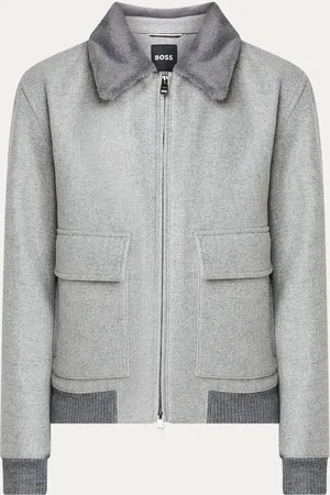 HUGO BOSS H-Charly bomberjack in wolblend met afneembare kraag