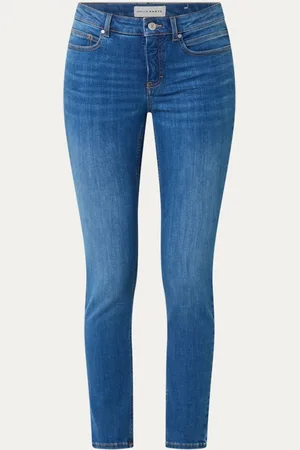 Opus Enja Ease mid waist skinny cropped jeans met medium wassing