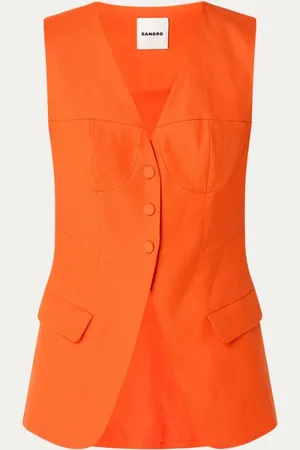 Sandro Gilet in linnenblend met klepzakken