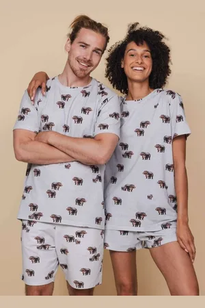 Snurk Hippos pyjamatop met print - unisex