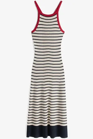 Tommy Hilfiger TH X SRG ribgebreide midi jurk in zijdeblend met streepprint