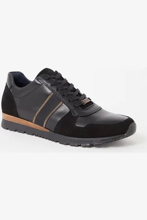 Dune Treck sneaker van leer met suède details