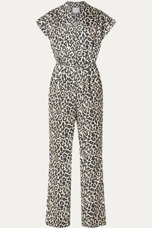 Dante 6 Oyana wide fit jumpsuit van satijn met panterprint