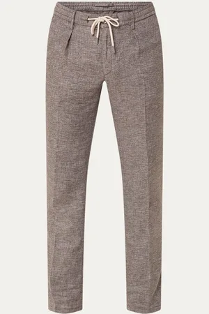 Profuomo Tapered fit chino in linnenblend met trekkoord en steekzakken