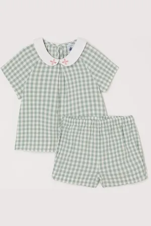 Petit Bateau Bamie tuniek en korte broek met ruitdessin 2-delig