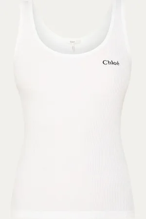 Chloé Chloé Tanktop met ribstructuur en logoborduring