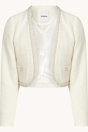 Sandro Cropped blazer met tweed-look en strass