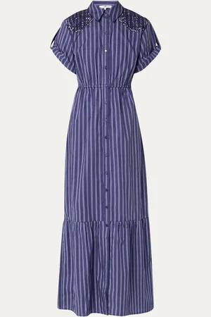 Fifth House Georgie maxi blousejurk met streepprint en broderie