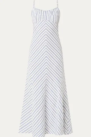 Sandro Midi jurk in linnenblend met streepprint