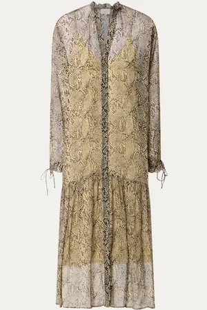 Aaiko Sophie semi-transparante midi blousejurk met slangenprint