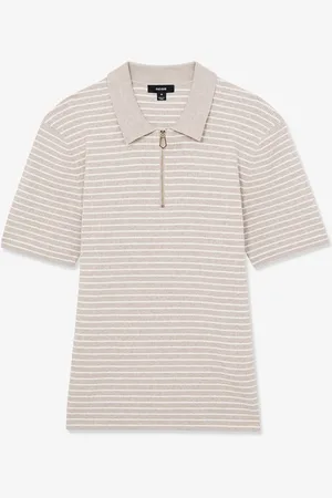 Reiss Fallow slim fit polo met halve rits en streepprint